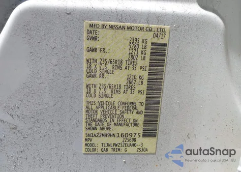 2017 Nissan Murano S from USA, damaged, VIN 5N1AZ2MH9HN160975